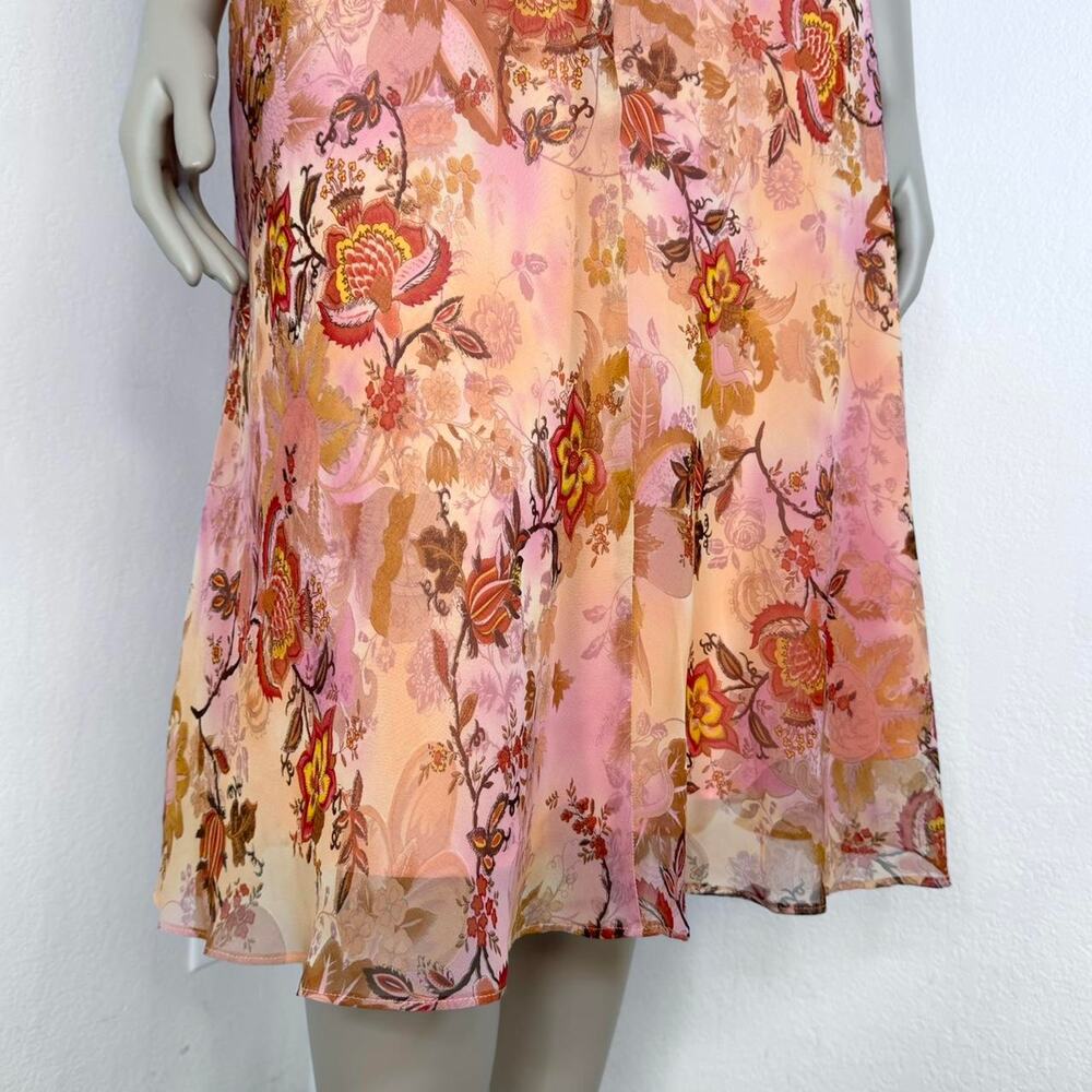 Y2K Fairycore Midi Dress Floral Chiffon Size 16 Wedding Guest Garden Party - Picture 5 of 9